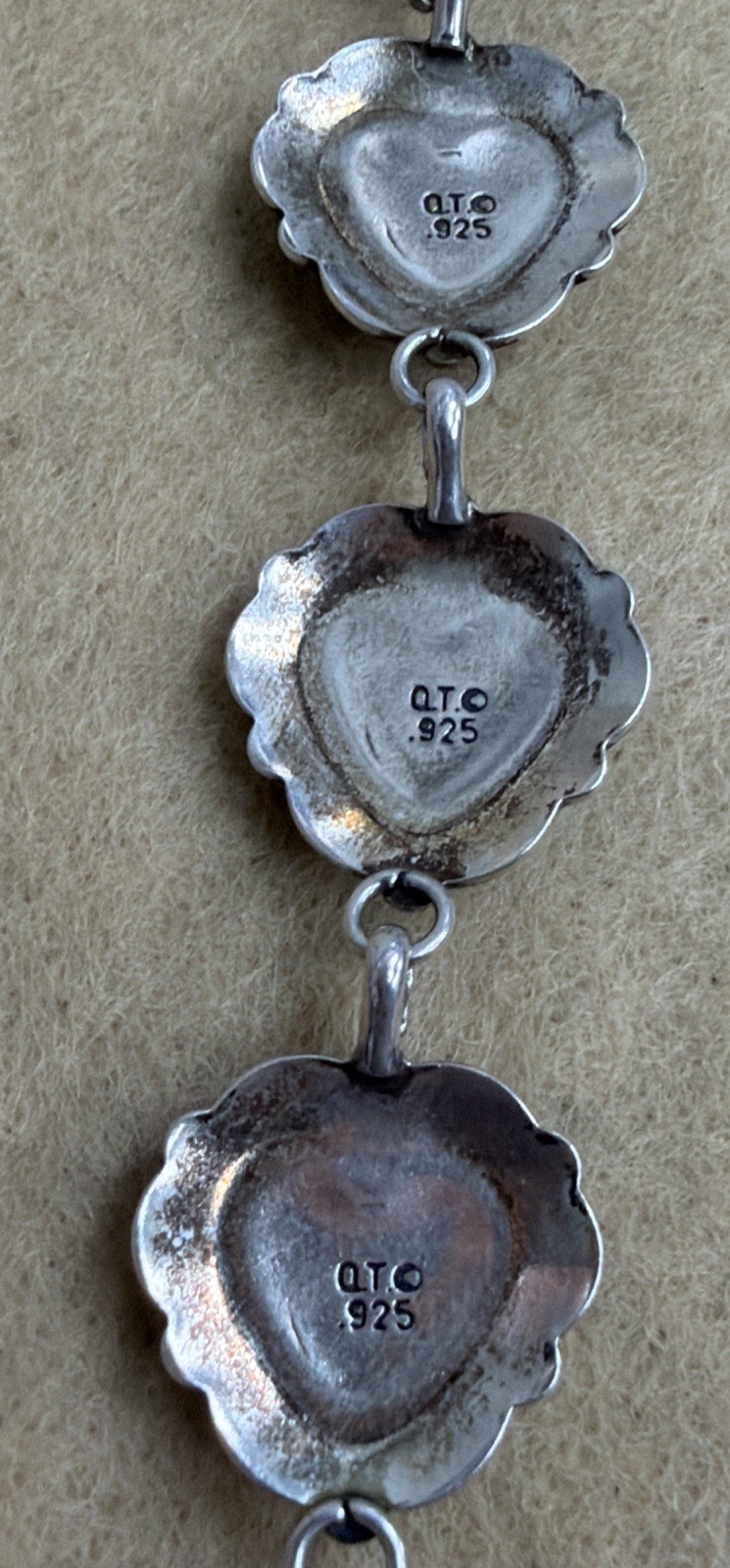 Gorgeous Carolyn Pollack QT Sterling Silver Multi-Stone Etched Heart Bracelet 7”