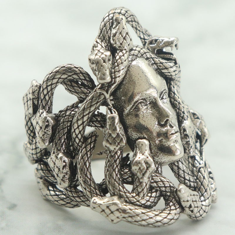 Buy 3 Get 1 Free Medusa Gorgon Head Women Silver Rings Many Size