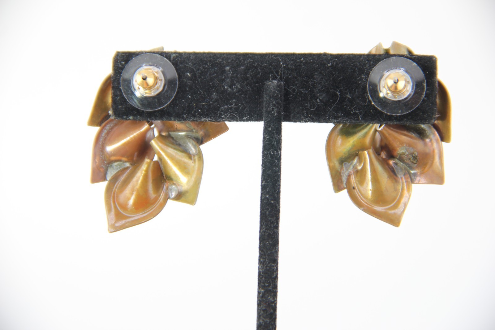 Vintage Retro Satin Finish Gold, Silver, Brass Tone, Stud Earrings, 80-90s, NOS