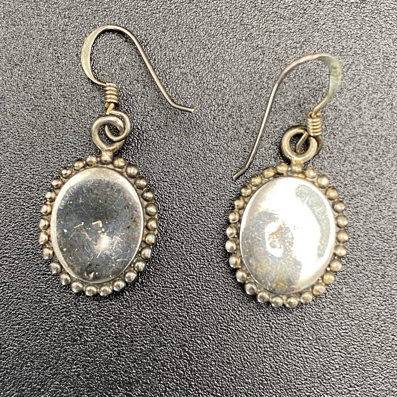 925 Sterling Silver Mother Of Pearl Silver Tone Vintage Earrings Fish Hook