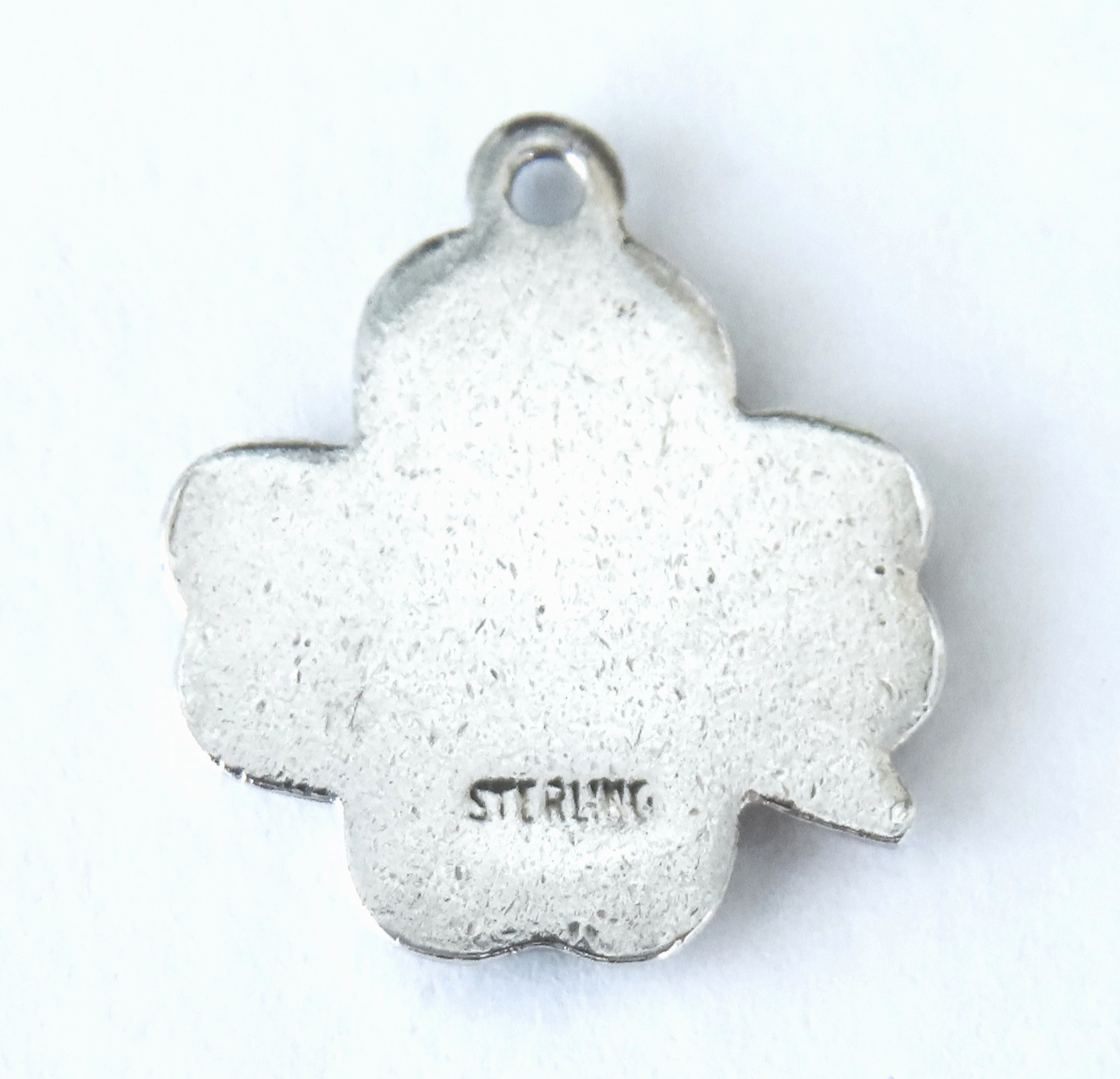 Sterling 4 Leaf Clover Charm Vintage Silver Green Enamel St Patricks Day Plant