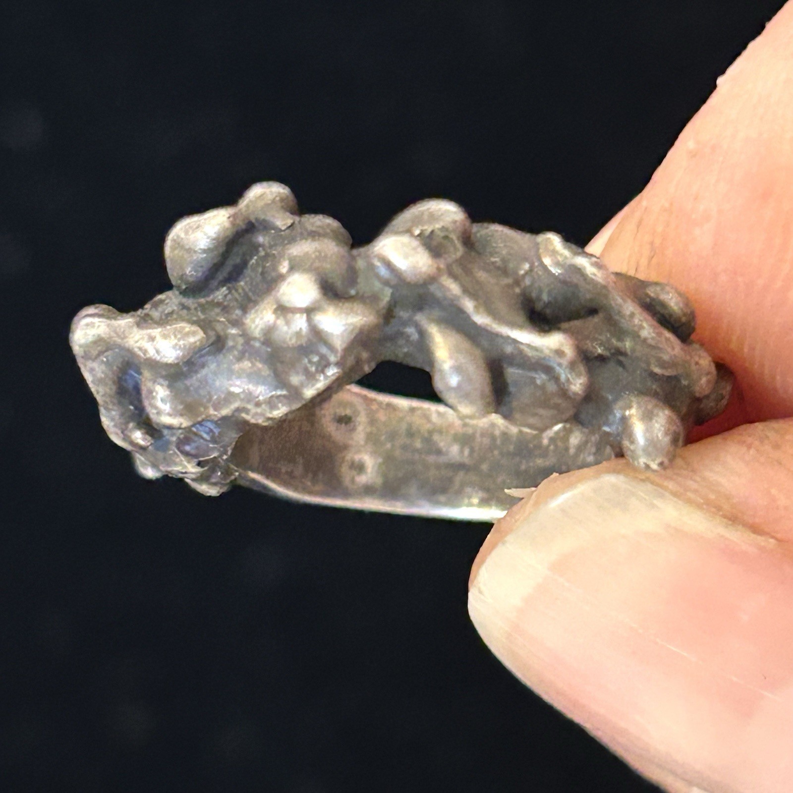 Vintage Brutalist Ring Sterling Silver Modernist Abstract Studio Artisan Sz 4.5