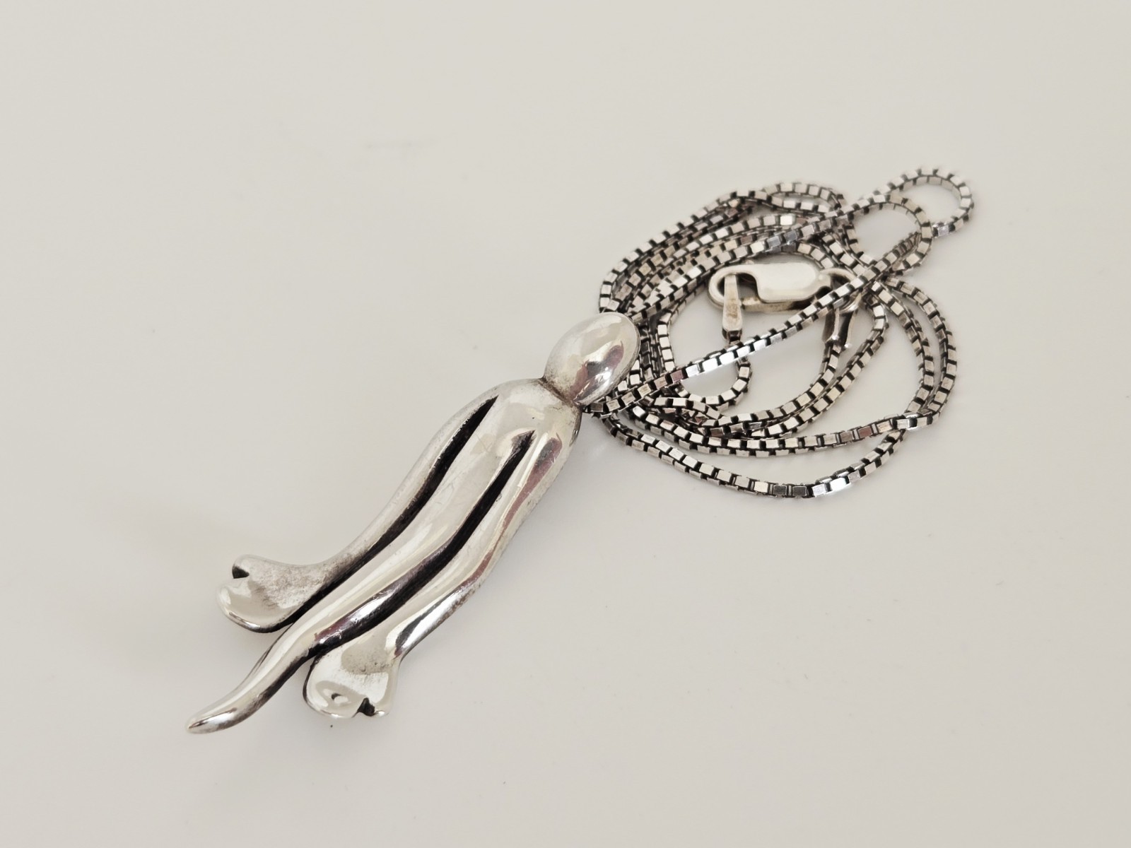 Vintage Artisan Signed Sterling Silver Modernist ‘Hope’ Figural Pendant Necklace