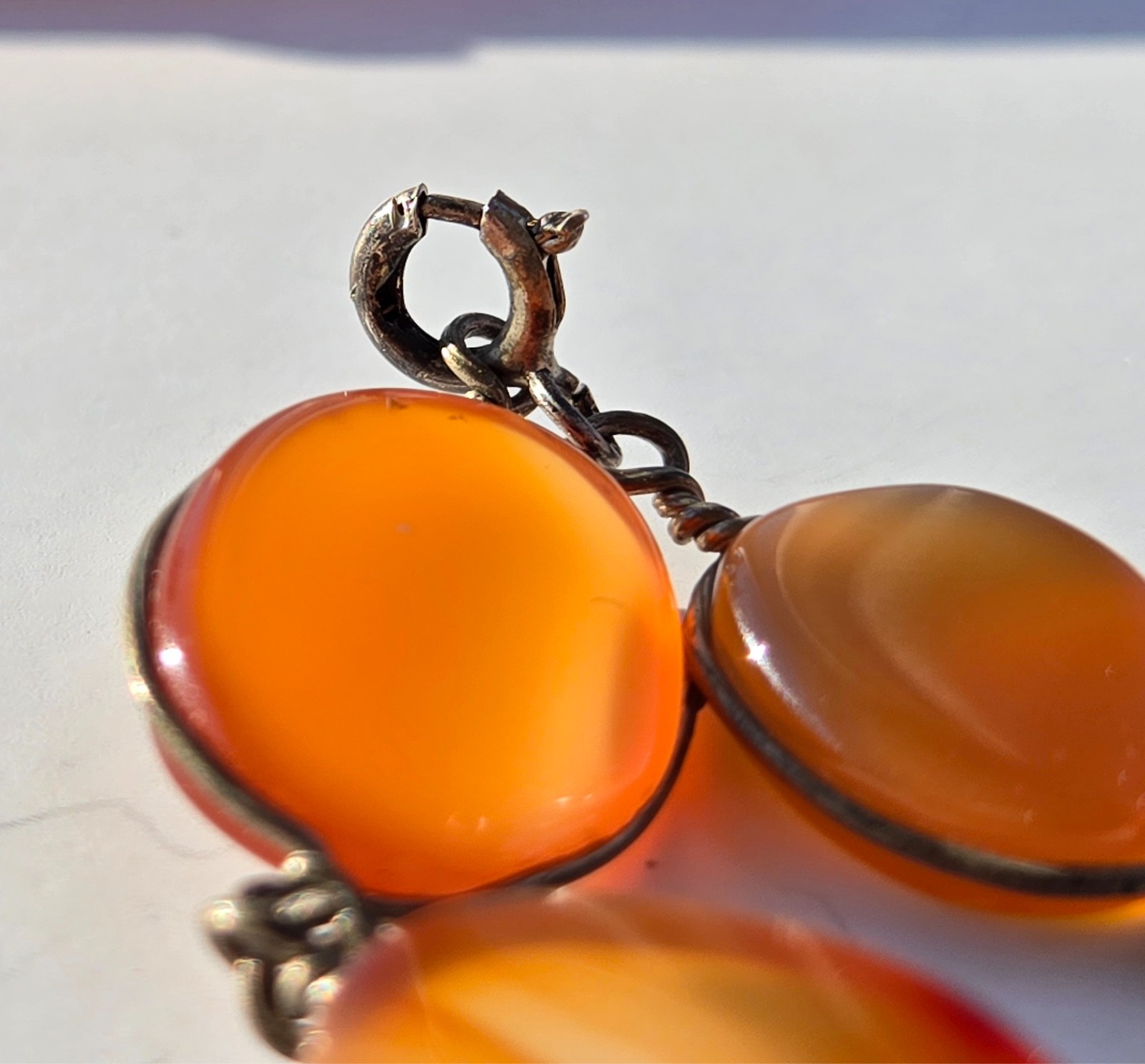 Antique Carnelian Agate Brooch Vintage Link Bracelet Lot 2 Beautiful Pieces