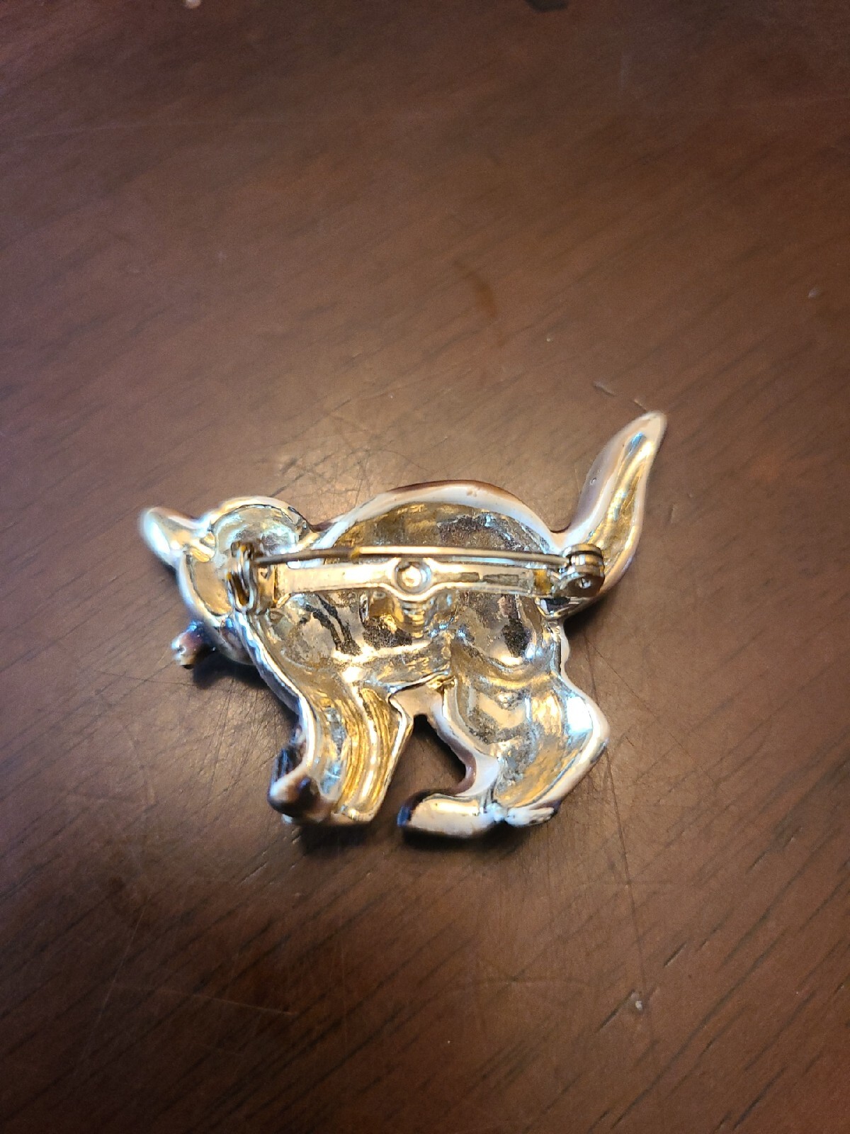 Vintage Brown Tone Rhinestone Pin Brooch, See Pictures, A Little Creepy, LOL