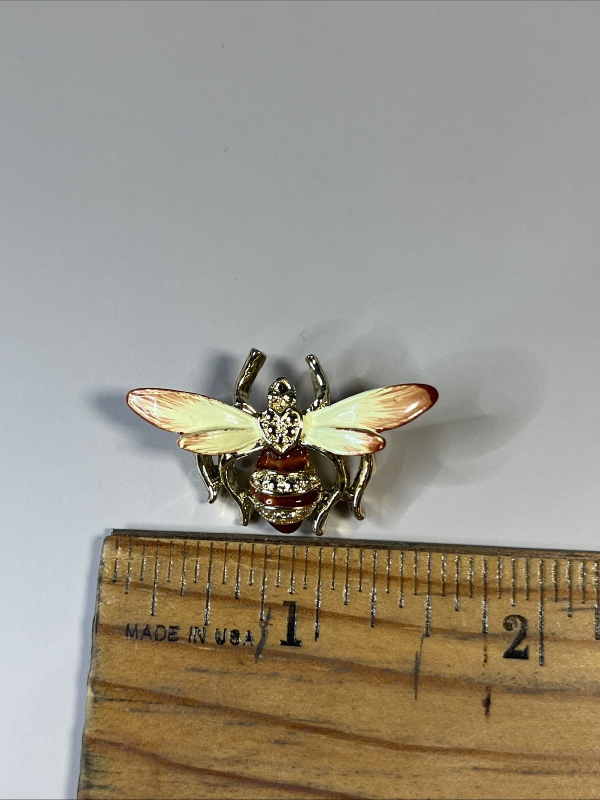 Vintage Brooch Bee Bug Insect Enameled Gold Tone Nature