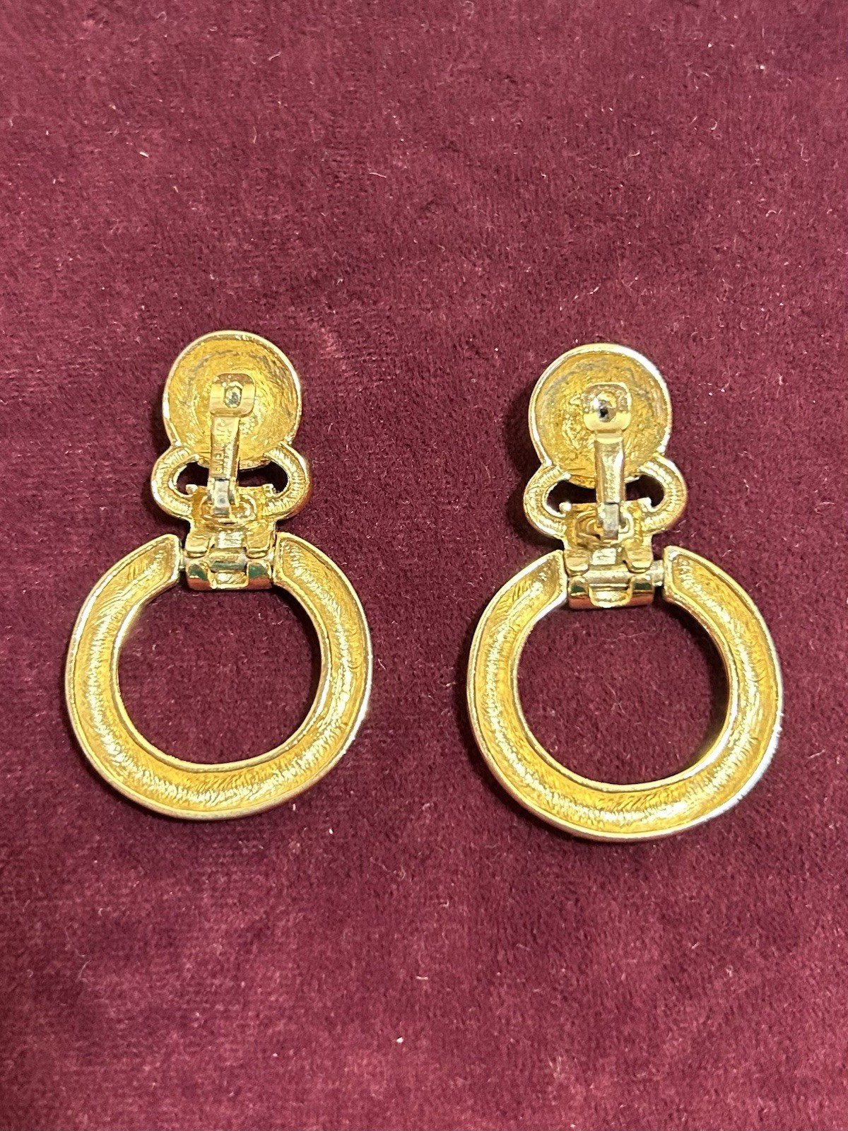 Signed, Givenchy Paris New York 1980’s Gold Tone Door Knocker Clip Earrings