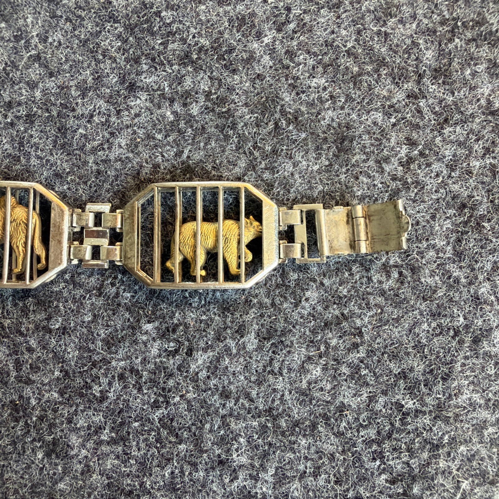 Vintage 1940s Bennett & Bradford Sterling Silver Circus Cage Animal Bracelet BB