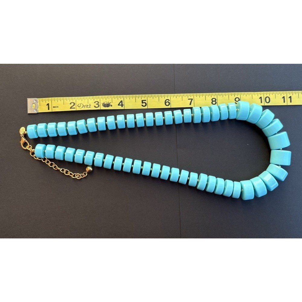 VTG Joan Rivers Graduated Disc Acrylic Lucite Necklace Turquoise Chunky 24″