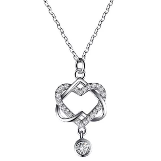 Round Cut Lab Created Diamond Propose & Love Gift Pendent 14K White Gold Finish