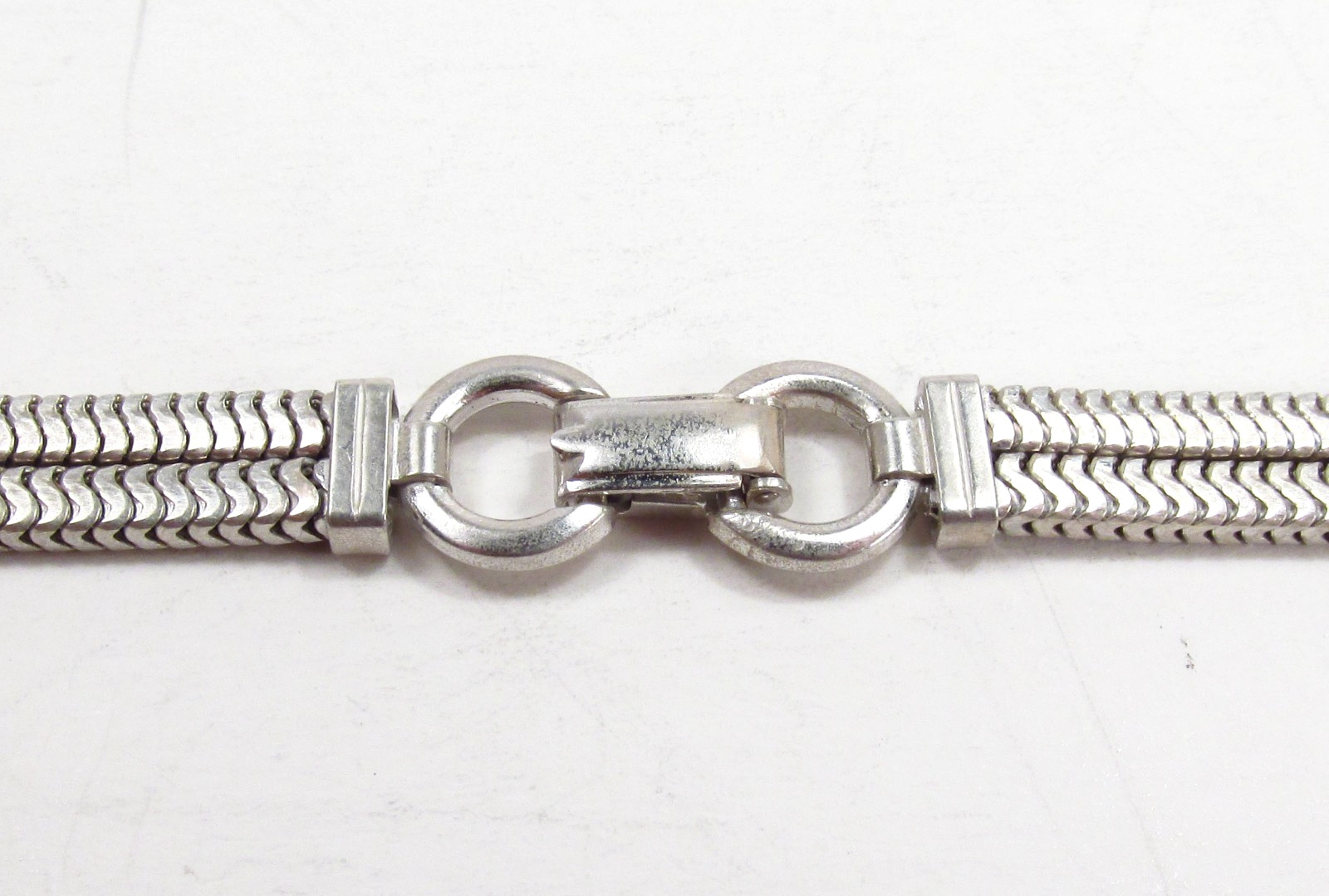 Vintage Forstner USA Sterling Silver Square Snake Chain Choker Necklace 15-3/4″