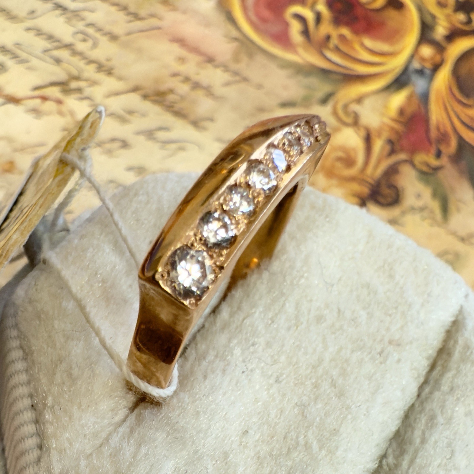 Size 7.25 – 14K 585 Rose Gold Gemstone Ring – Vintage East European #1806