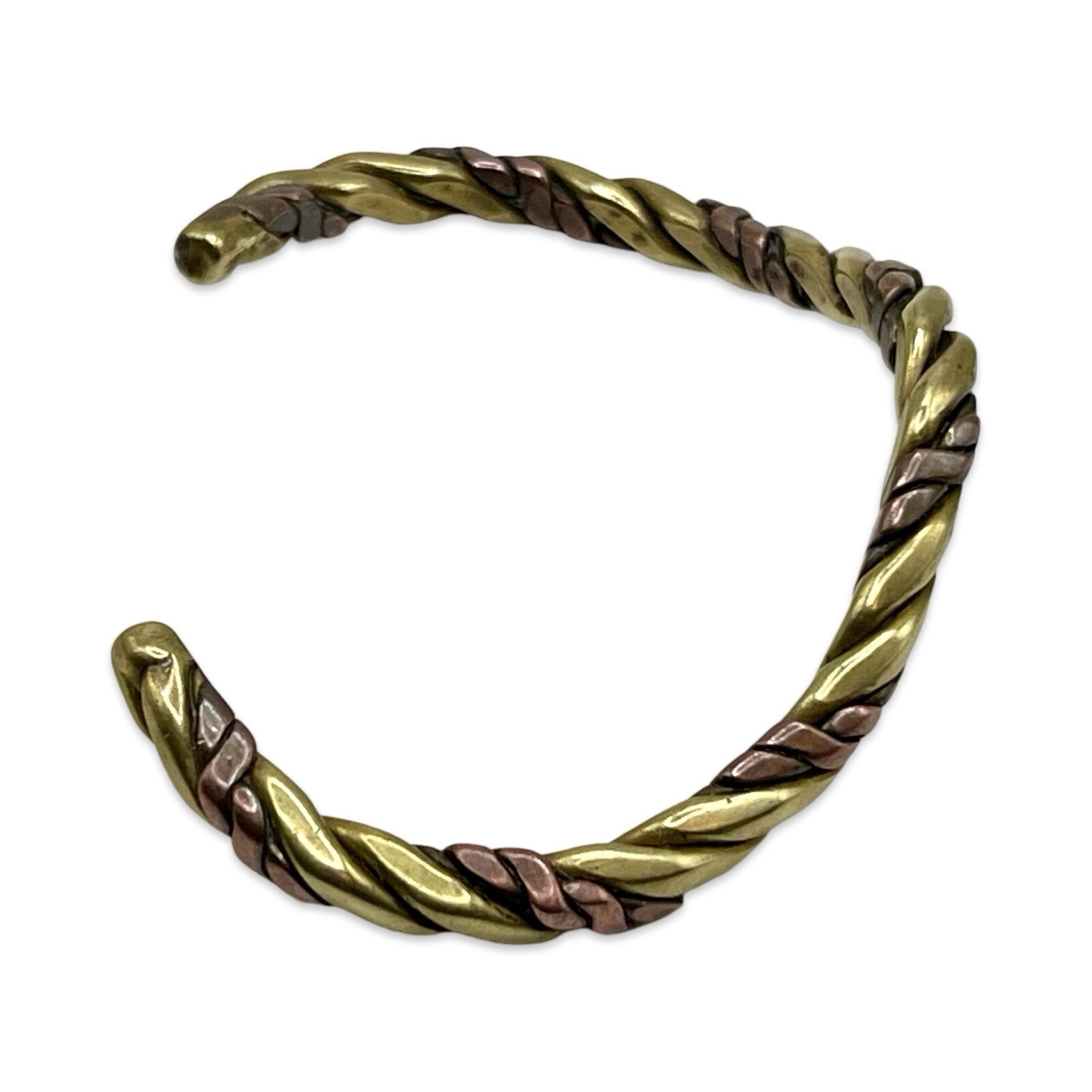 Vintage/Retro 1970s Twisted Copper & Brass Chevron Shaped Unisex Cuff Bracelet
