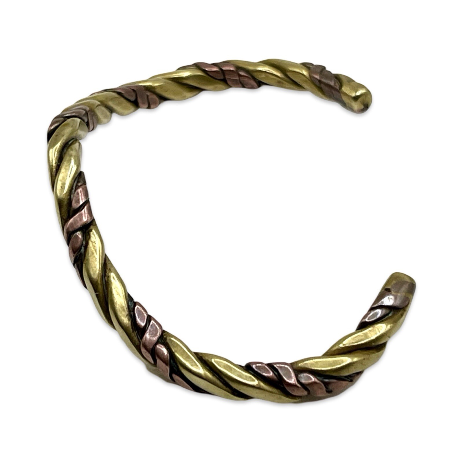 Vintage/Retro 1970s Twisted Copper & Brass Chevron Shaped Unisex Cuff Bracelet