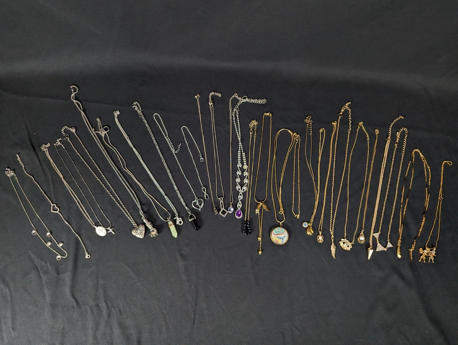 Monet & Assorted Costume Jewelry Necklace Lot 30pc Crystal Geometric Religiou…