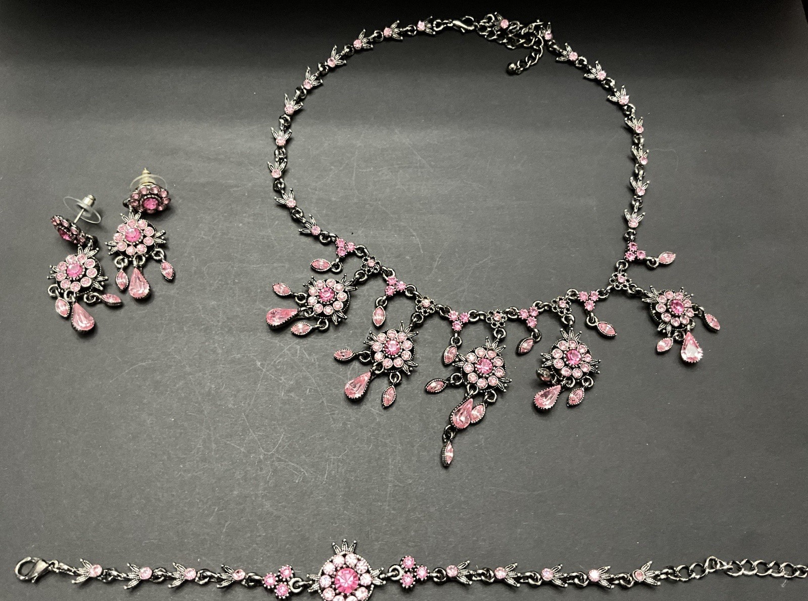 Vintage Victorian Inspired Floral Festoon Style Necklace,bracelet,and Earrings