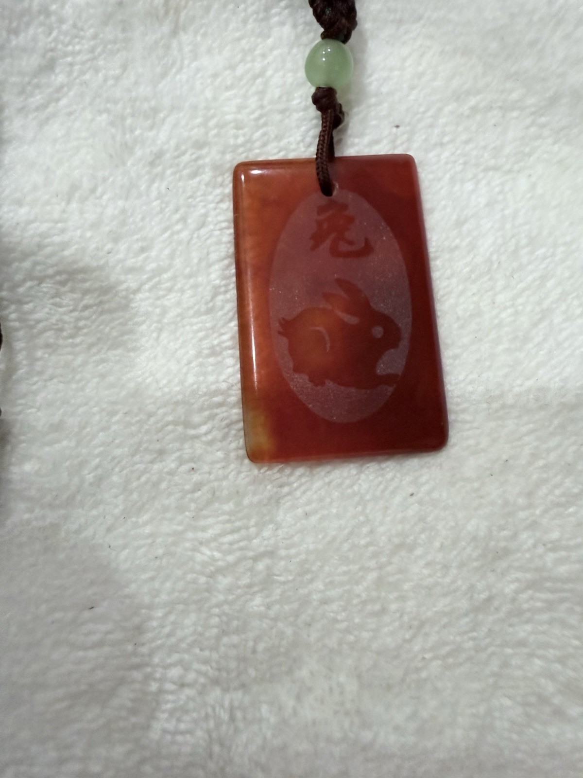 Vintage carnelian necklace pendant with jade