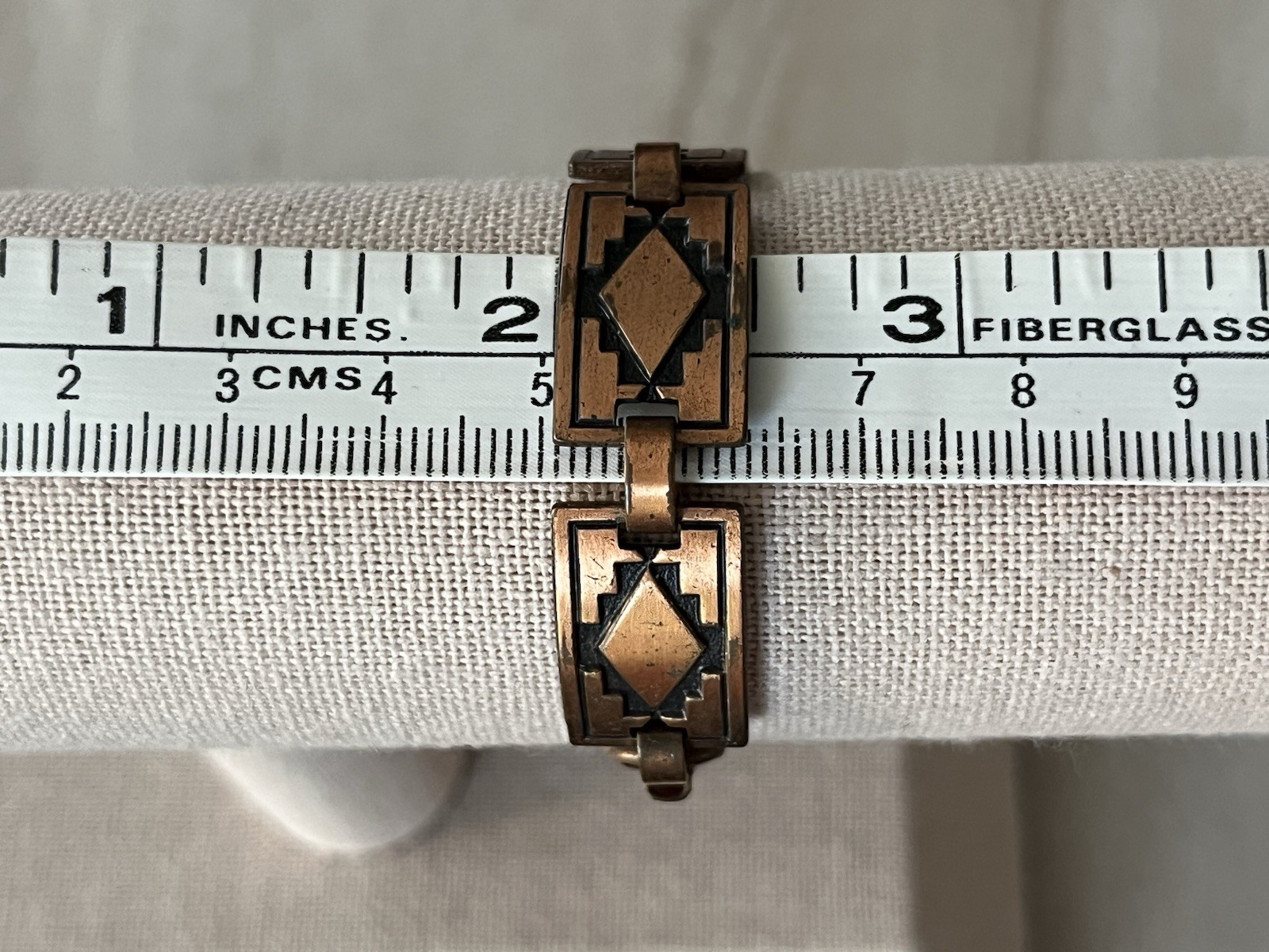 VTG Southwestern Style Rectangular Copper 6 1/4” Panel Link Bracelet Geometric
