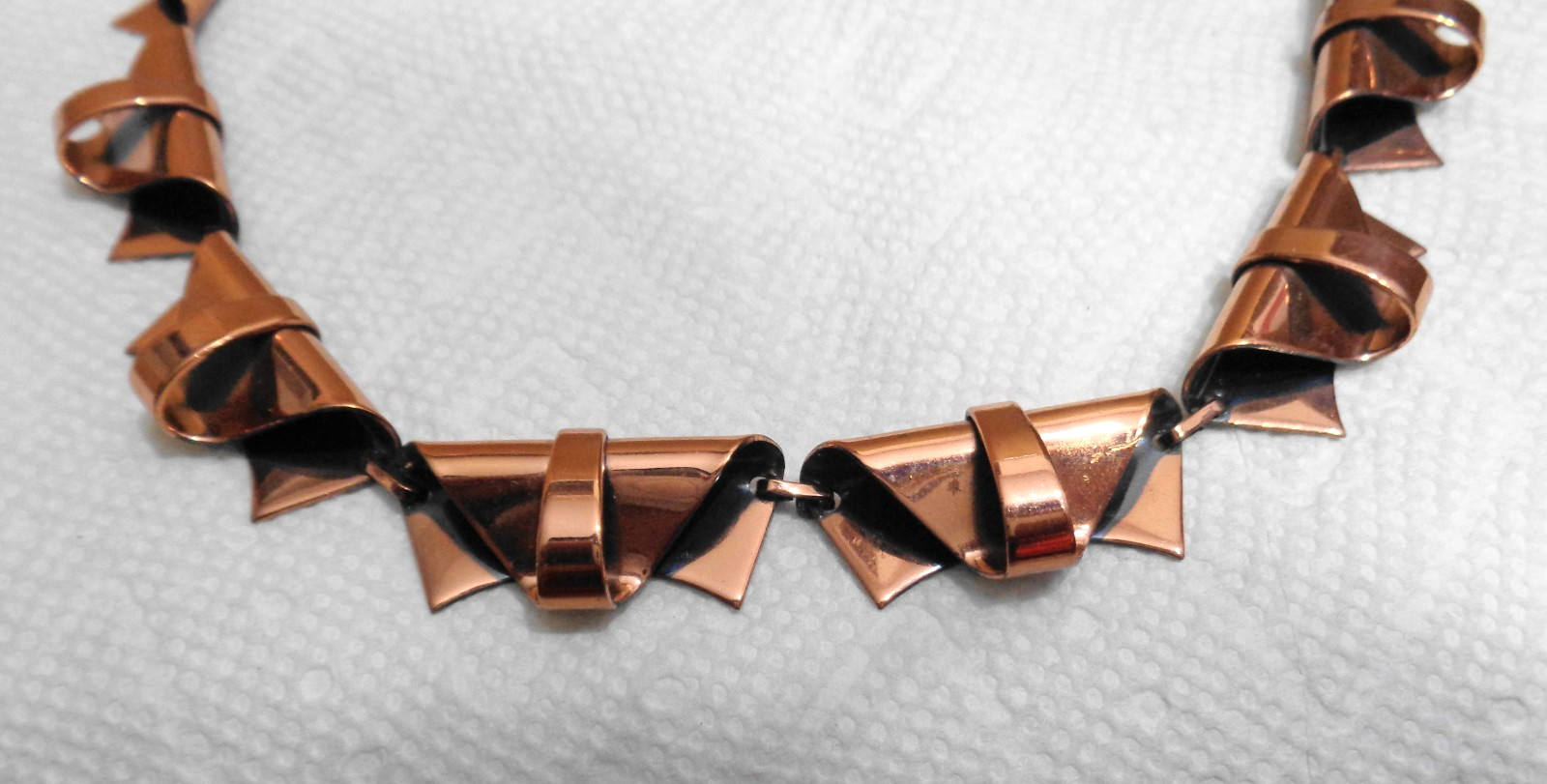 21 inch (adj) Vintage Solid Copper Renoir Folded Triangle Necklace 5/8″ 63.8 gm
