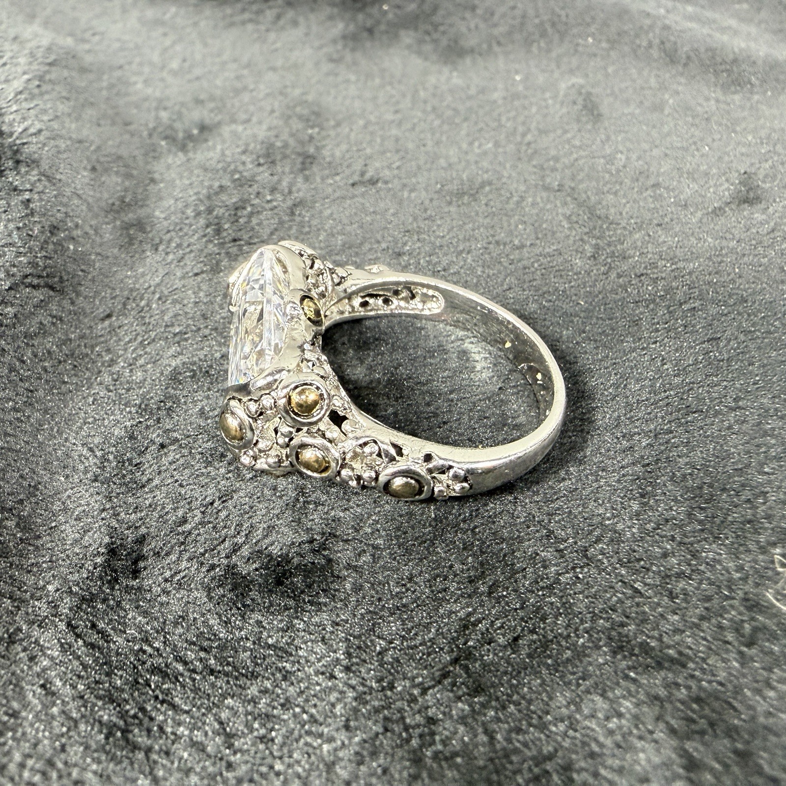 Vtg Sterling Silver Ring 8.25 Cubic Zirconia Medieval High End Jewelry Old Money