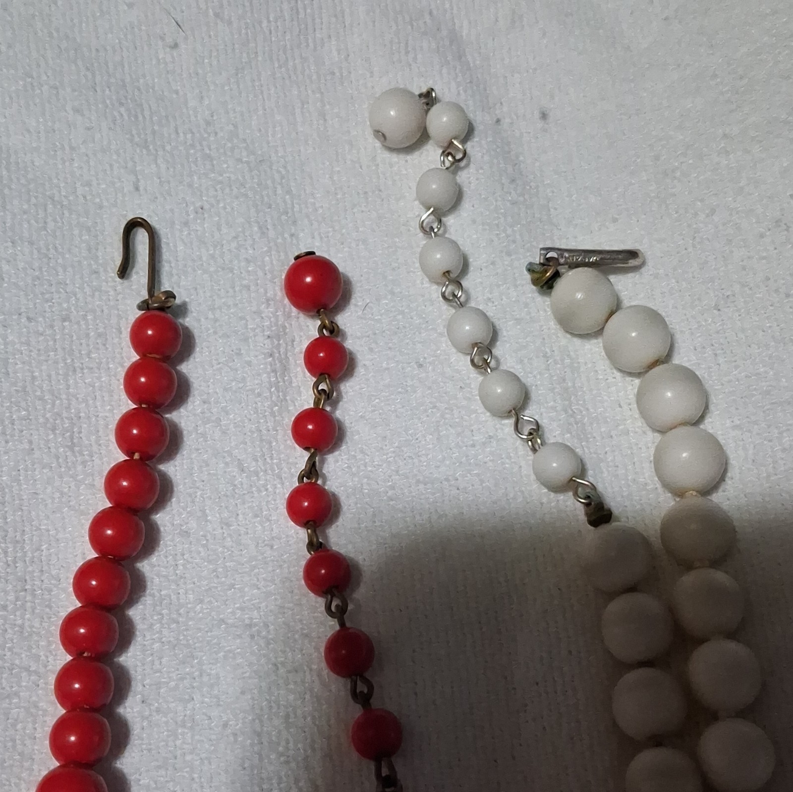 Mixed Lot Beaded Necklaces Red & White Fashion Jewelry Unisex Adults 3pc