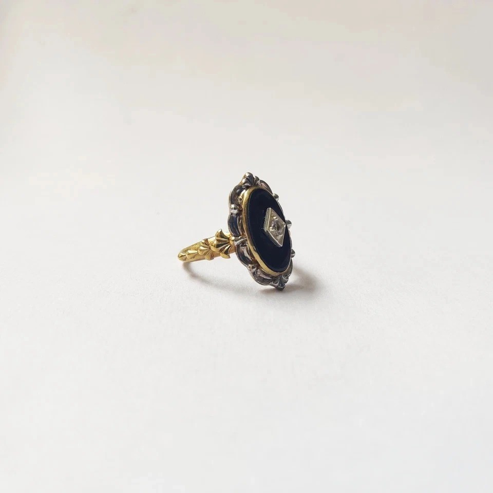Art Deco Style 925 Silver Victorian handmade Black onyx Anniversary Wedding Ring