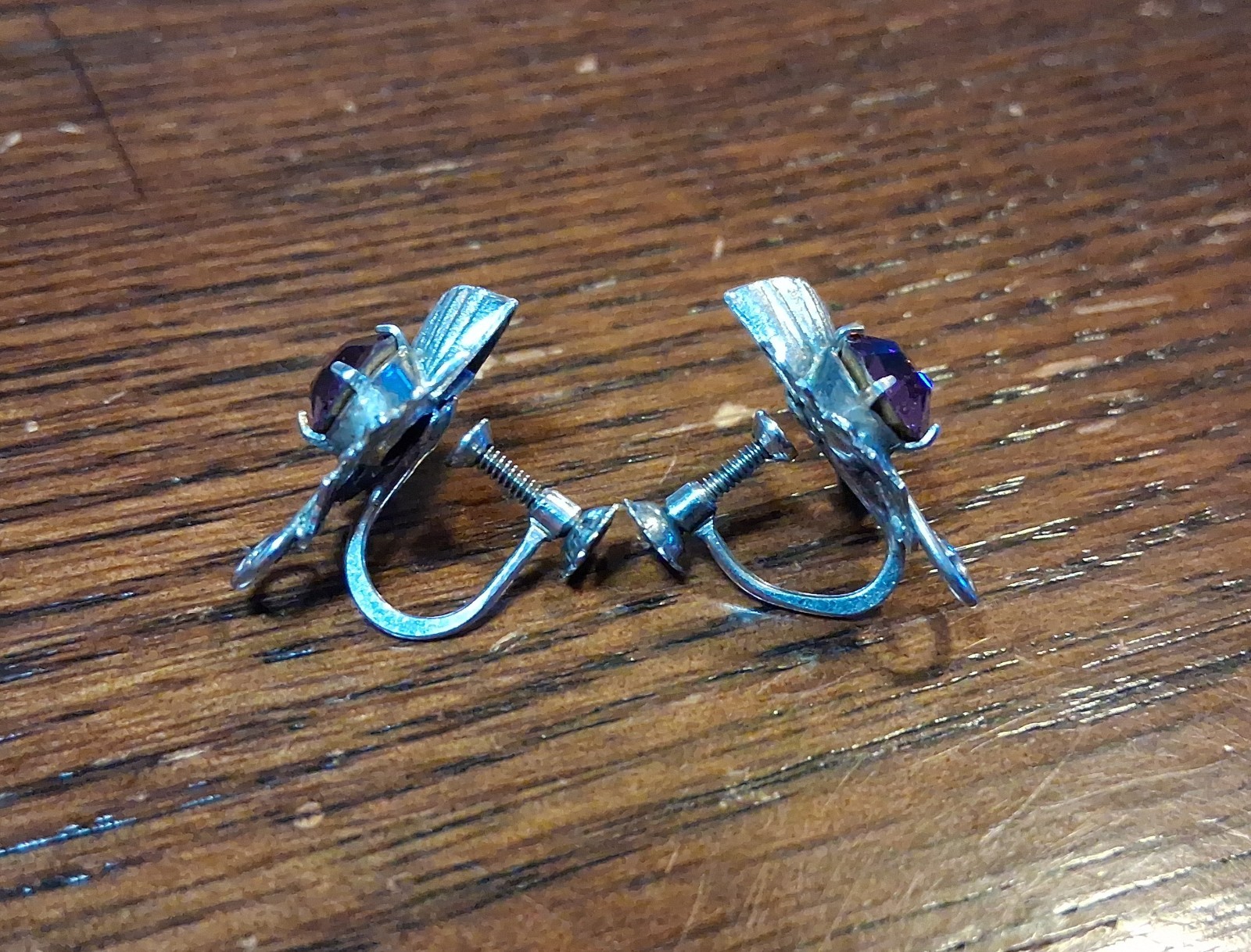 Vintage W.Bros Silver Thistle Screw Back Earrings See Pics/Description