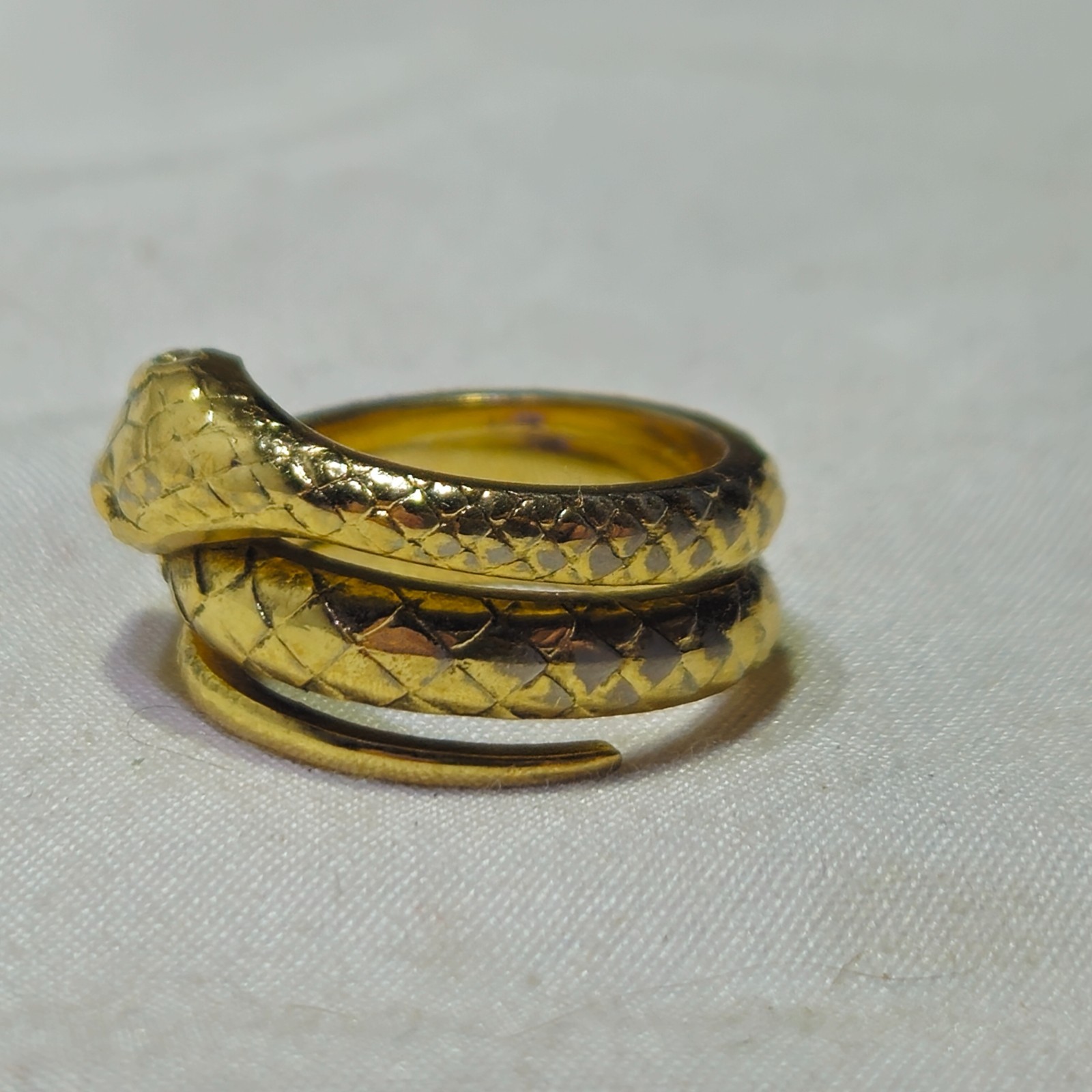 Antique Vintage Gold Tone Fancy Coiled Snake Ring From Estate Size 6.25
