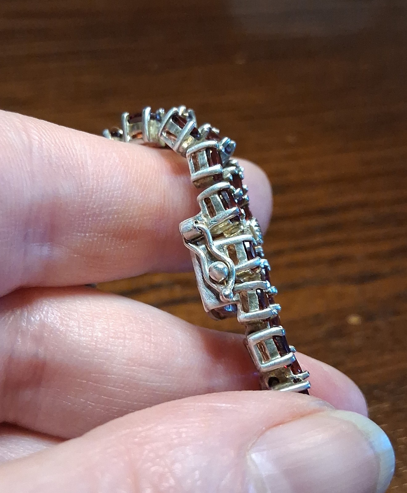 Vintage 1990s Sterling Garnet CZ Tennis Bracelet 37grams See Pics/Description