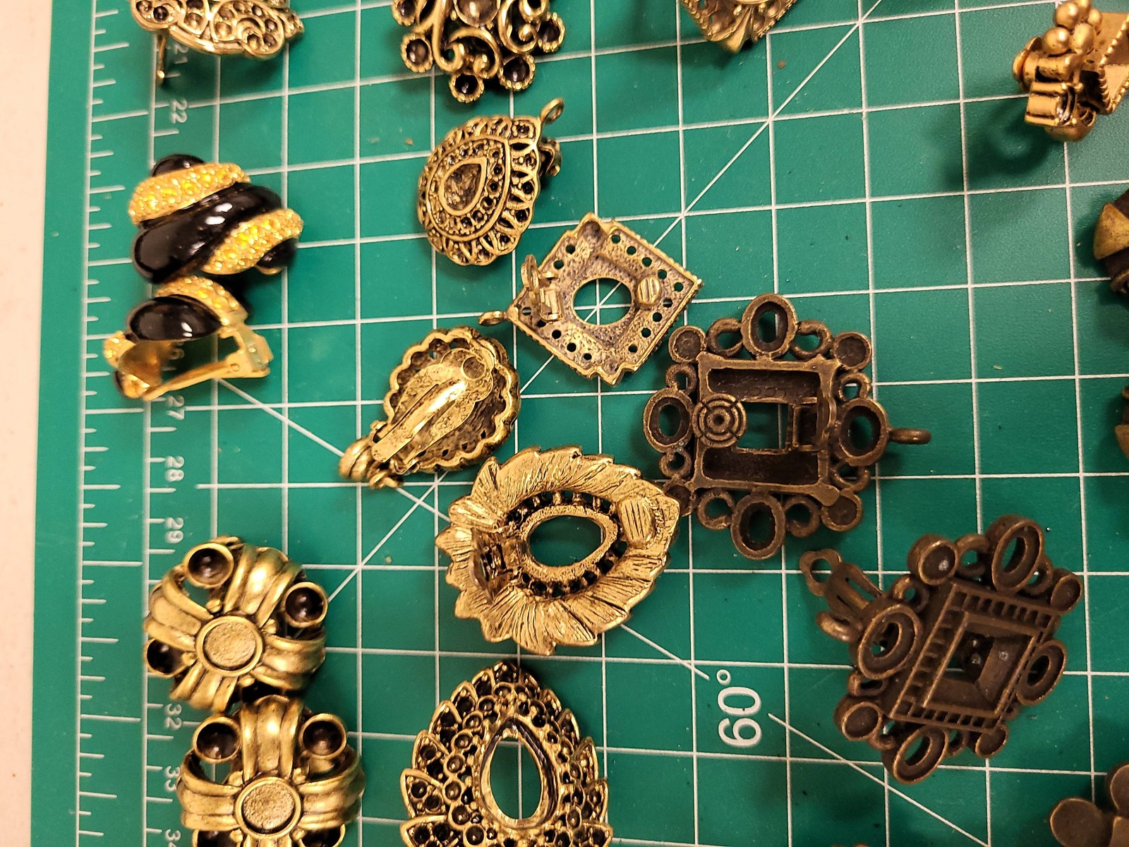 Vintage Costume Jewelry Lot Earrings Clip On Mixed Styles Materials Craft Supply