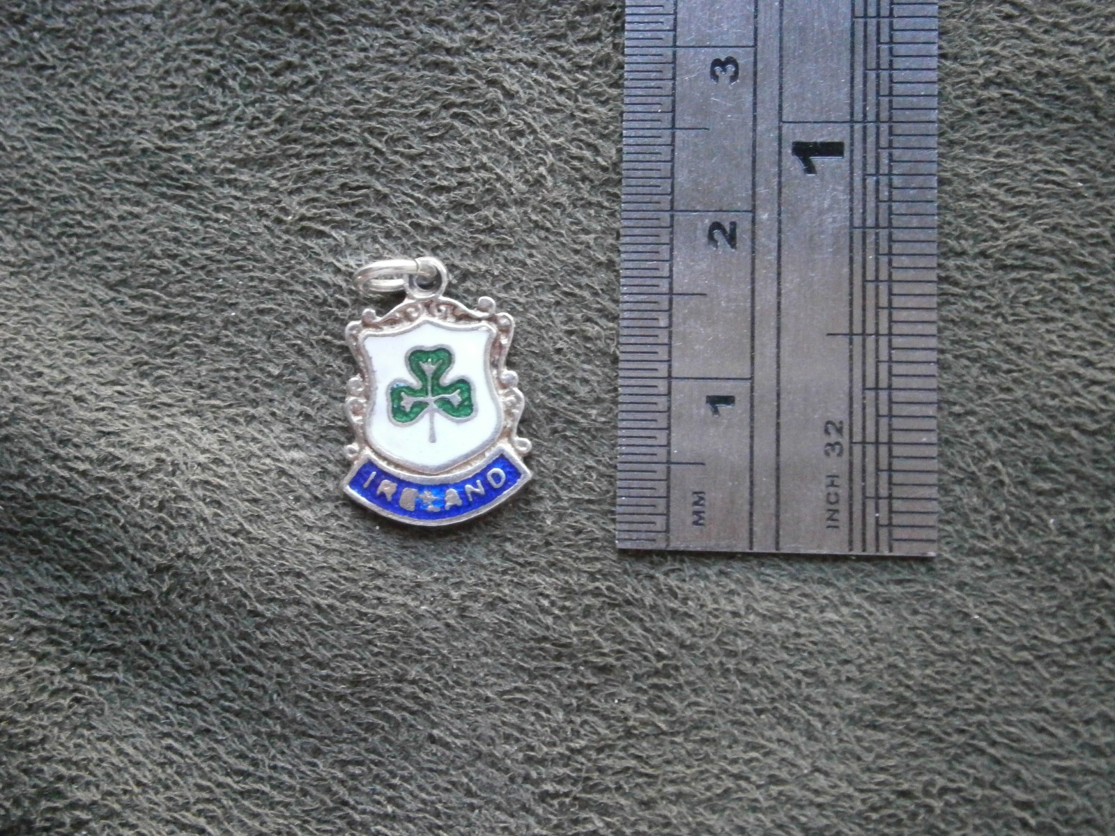 Ireland Shamrock WBs Sterling Silver Enamel Travel Bracelet Charm Pendant FLAW