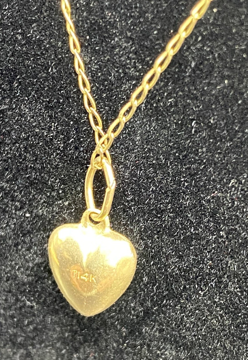 Vintage Marathon 14K Solid Gold Puffy Heart 12K GF Crown Chain Necklace Set