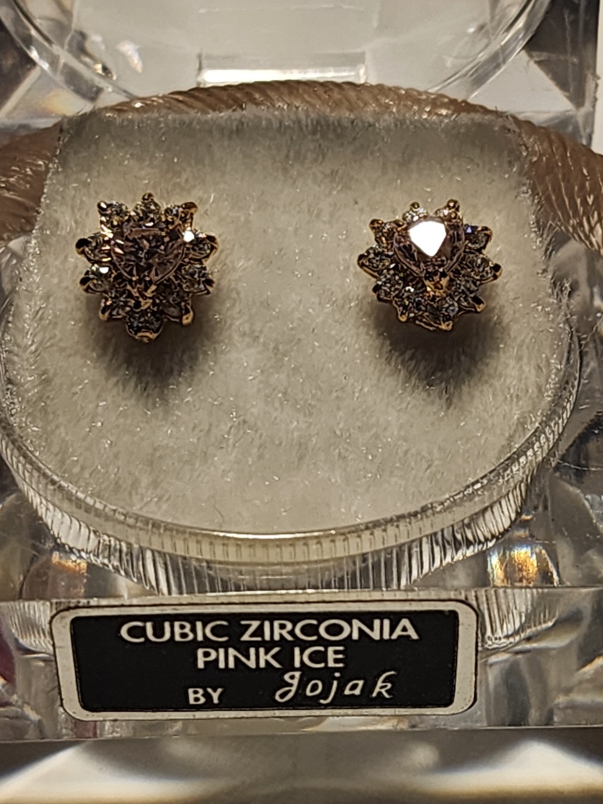 Vintage Pink Ice Bangle, Cubic Zirconia Pink Ice Earrings, Gift for her