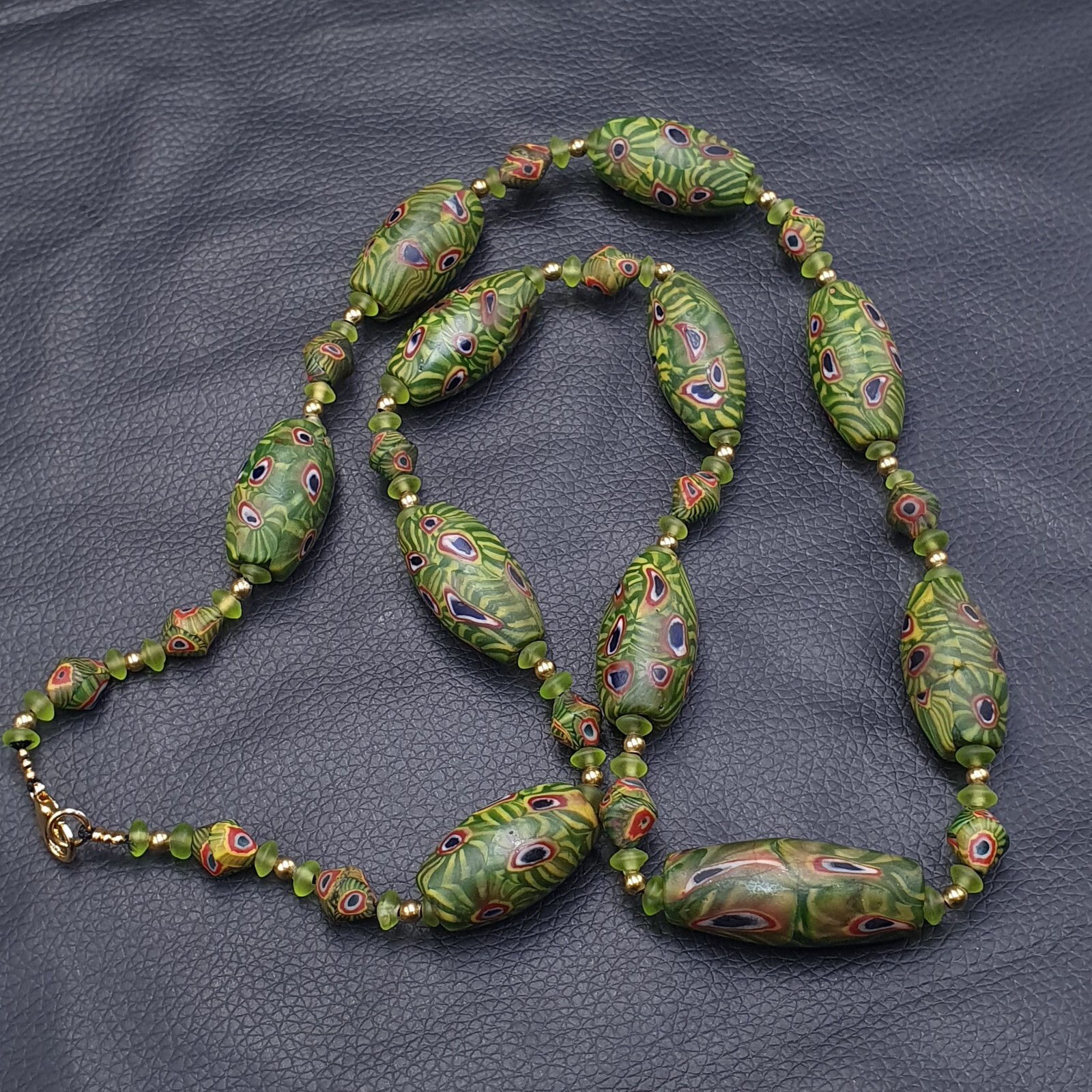 Vintage Venetian Style Amazing Gabri Eyes Glass Beaded Necklace