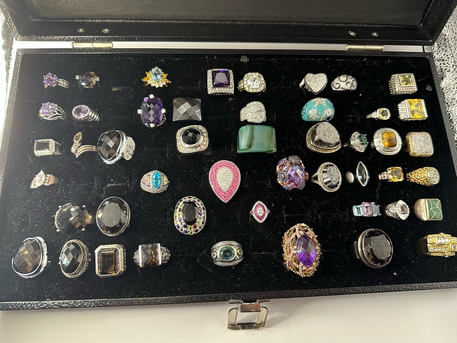 48 Vintage Rings Resellers Mixed Lot-amethyst,citrine ,CZ, Agate, 925 Silver