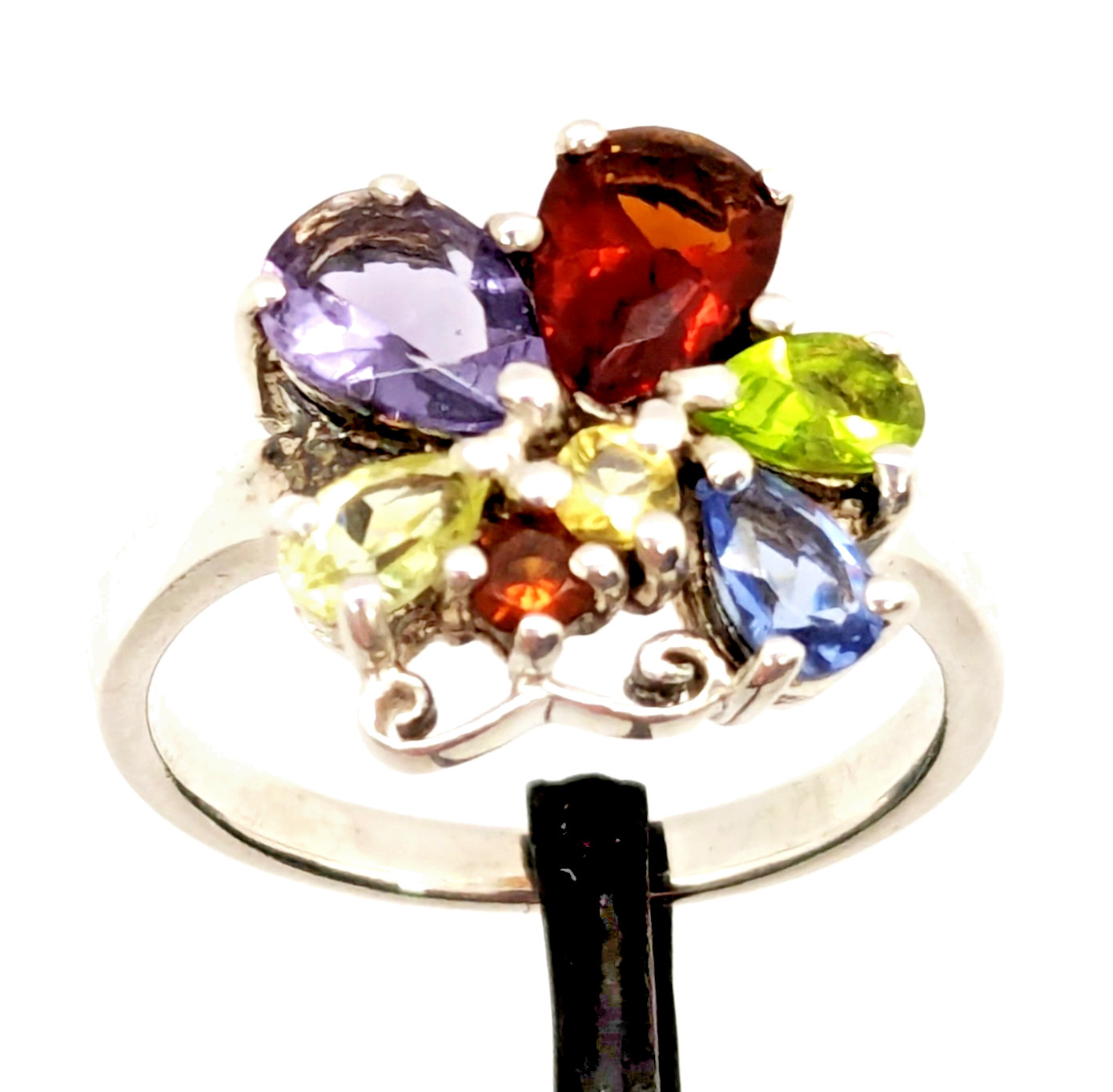 Vintage Luxury RING “Samotsvety”Silver 925 with Bright Stones -size: 7.5US| #127