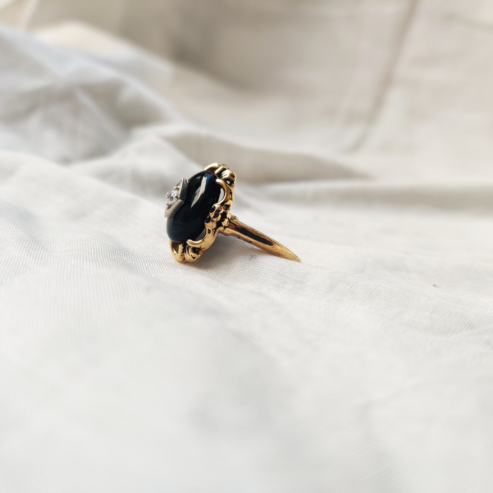 antique 925 silver vintage Victorian art deco handmade black onyx ring best gift