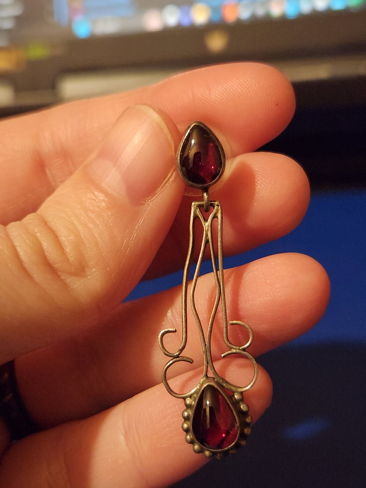 Sterling Silver Amber Dangle Earrings
