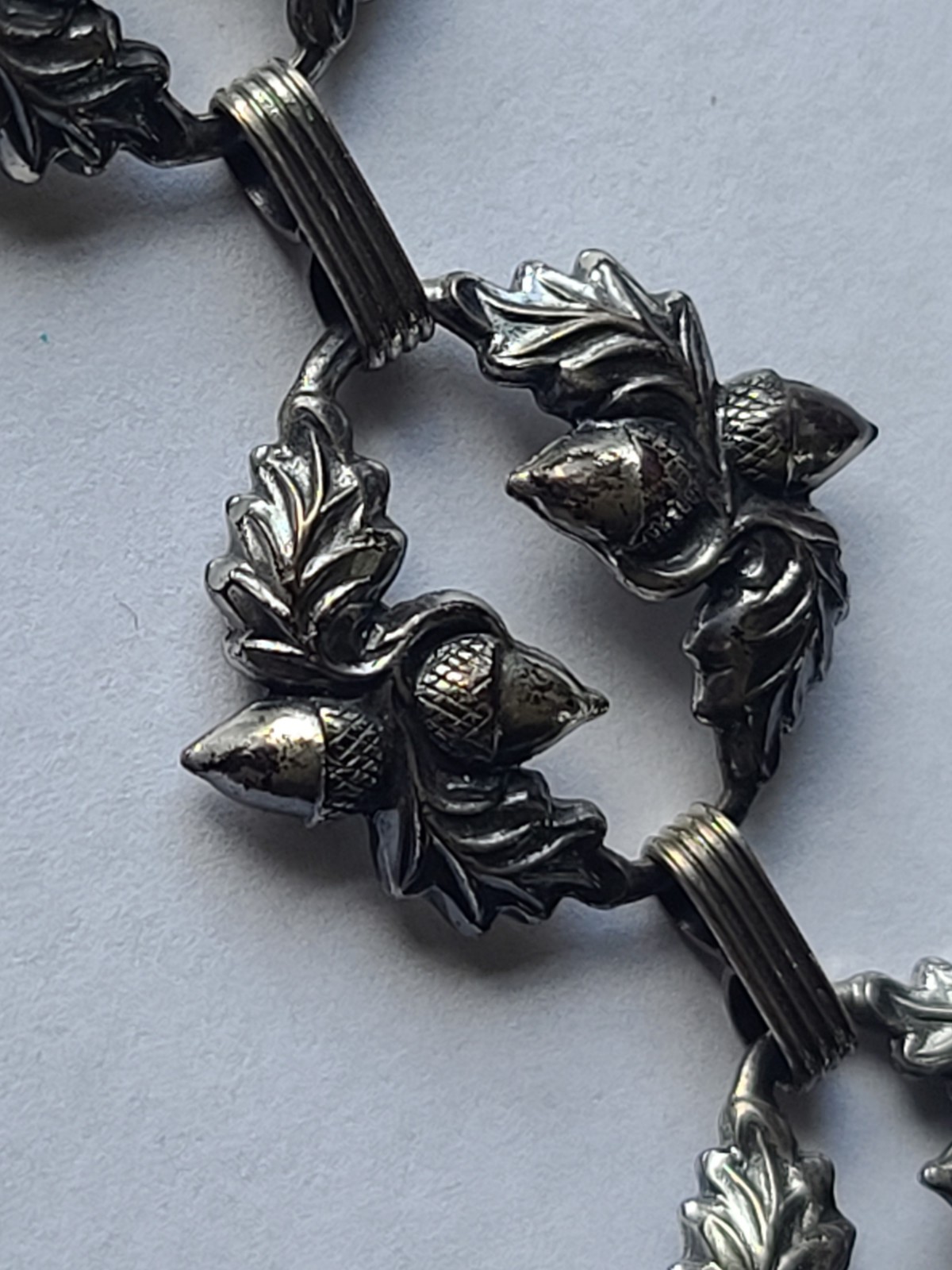 VTG Danecraft Sterling Silver Acorn Oak Leaves Wreath Bracelet Signed 7″ 14gm