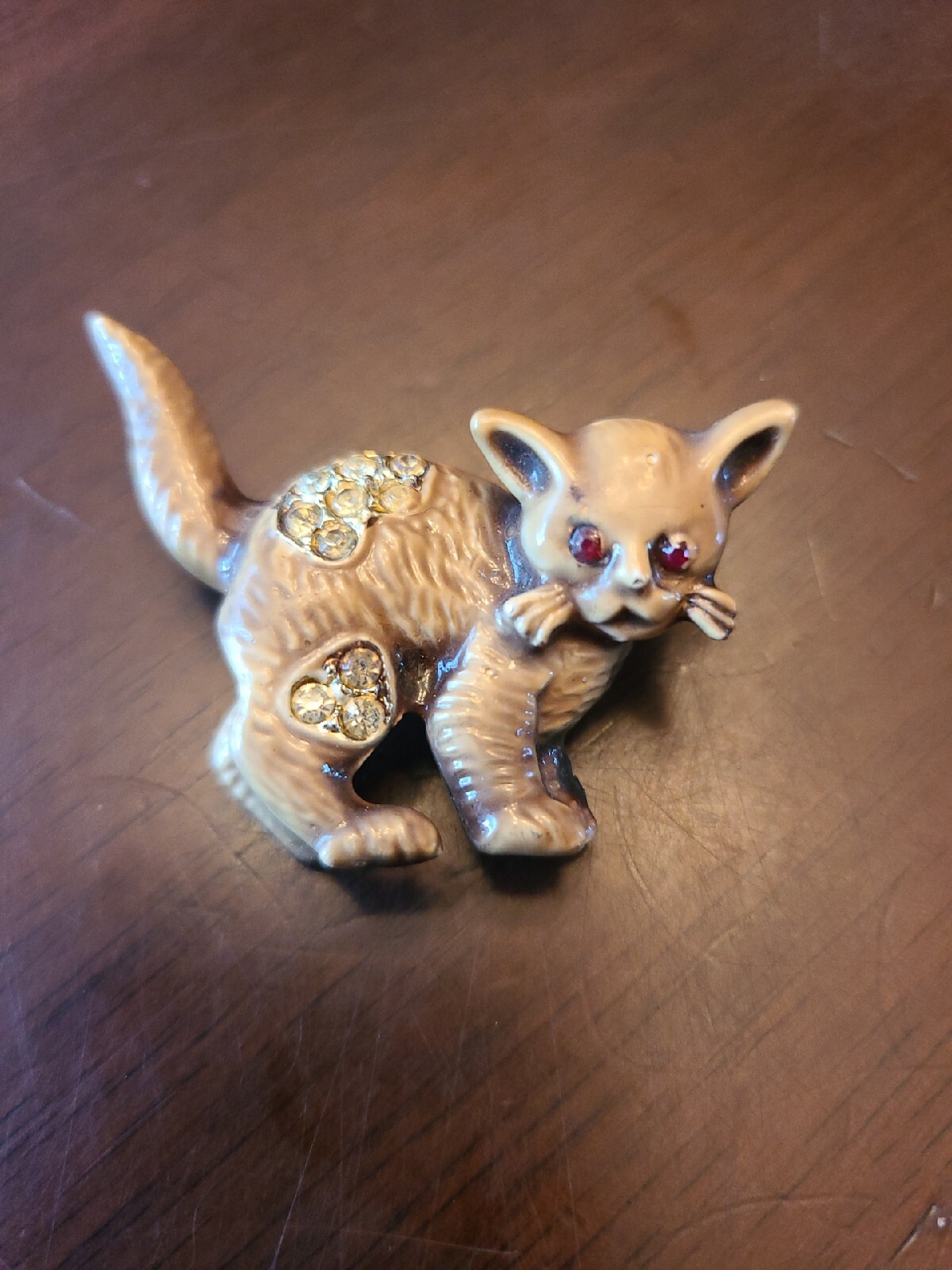 Vintage Brown Tone Rhinestone Pin Brooch, See Pictures, A Little Creepy, LOL