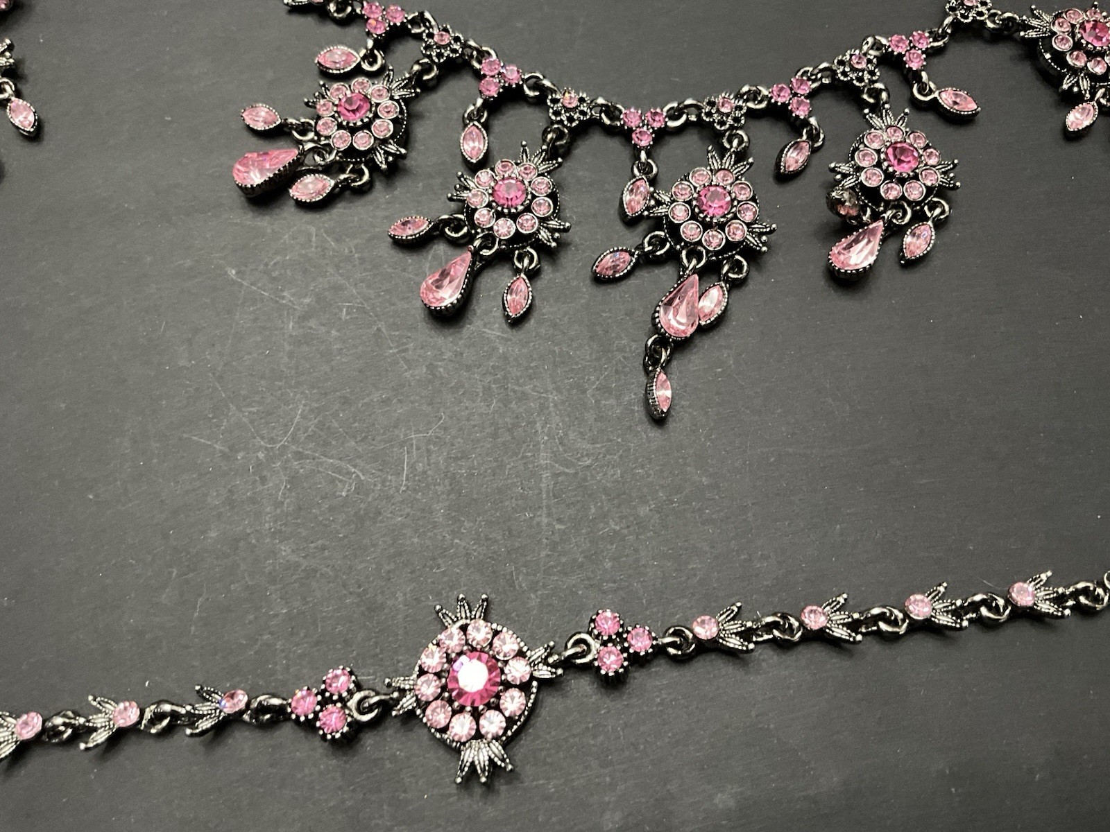 Vintage Victorian Inspired Floral Festoon Style Necklace,bracelet,and Earrings