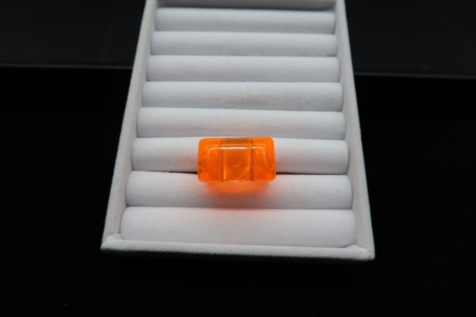 Vtg 60’s Orange Mod Acrylic Resin Glow in the Dark Ring Retro Fashion Size 5.5