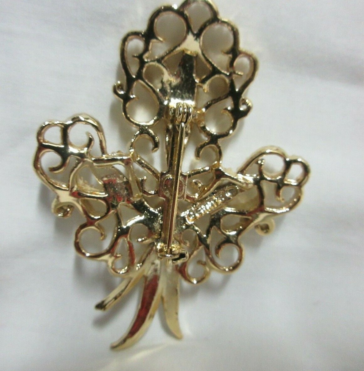 VINTAGE MCM GOLD TONE STYLIZED SPRAY BROOCH FEATURES STAMPED
