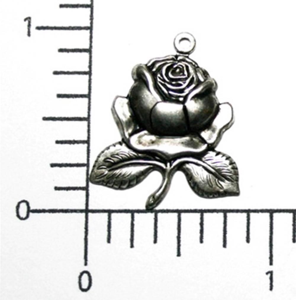 30324 3 Pc Matte Silver Oxidized Rose Charm Jewelry Finding