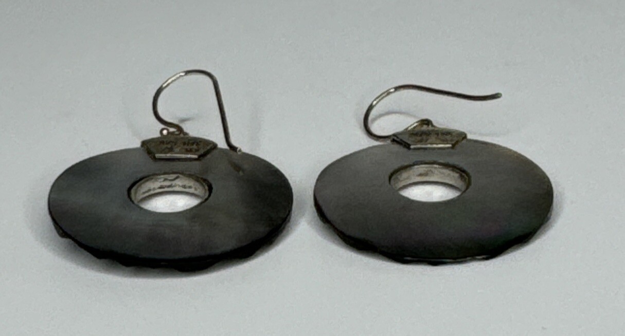 VTG 925 18K Signed M ID Robert Manse Dangle Earrings