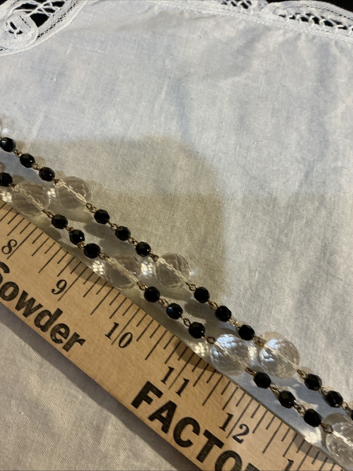 Joan Rivers Czech Republic Black & Clear Faceted Beaded Necklace Gold Tone