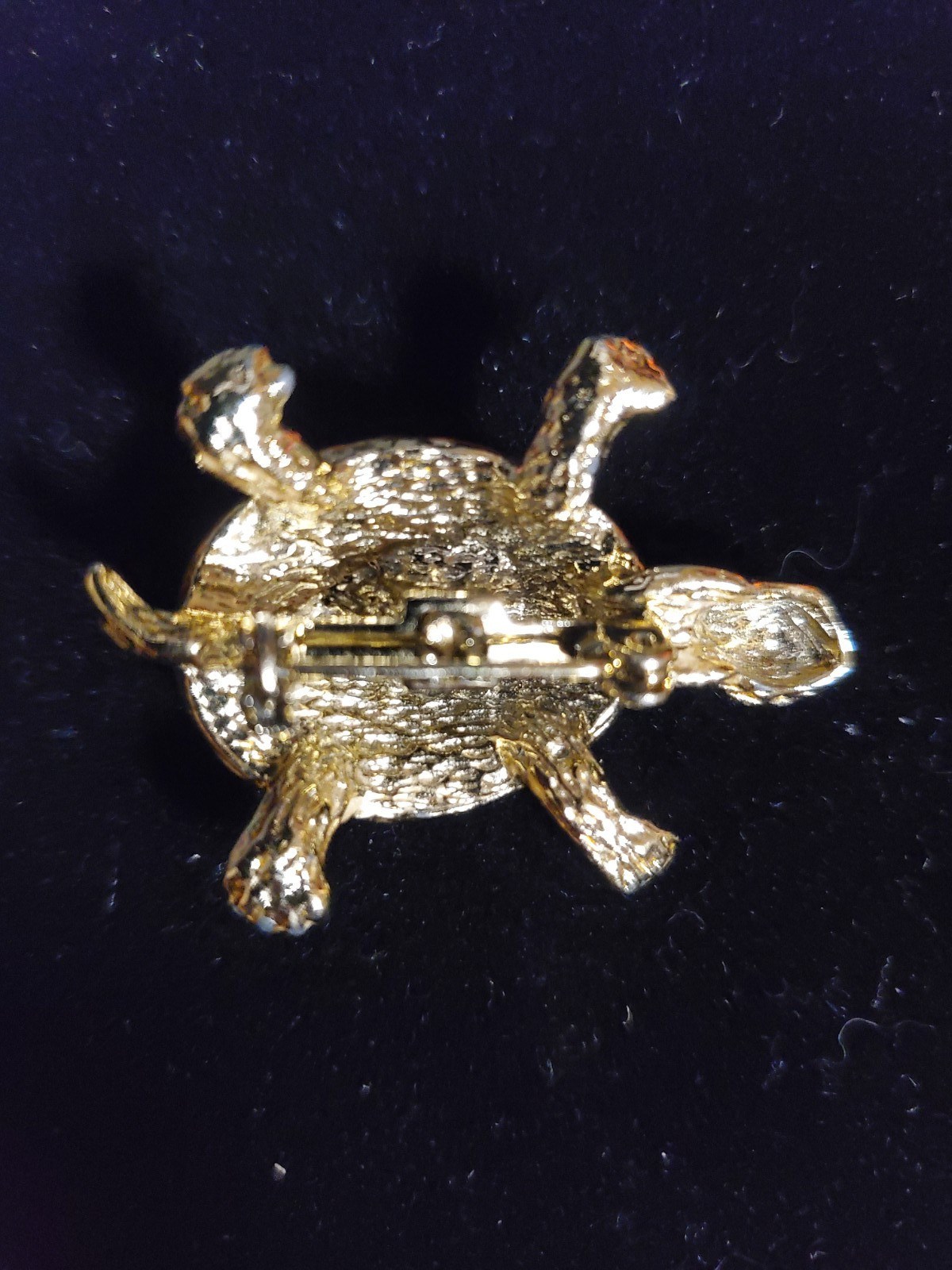 Vintage Unique Gold Tone Turtle Tortoise Pin Brooch Gemstone Unisex Gift Adult