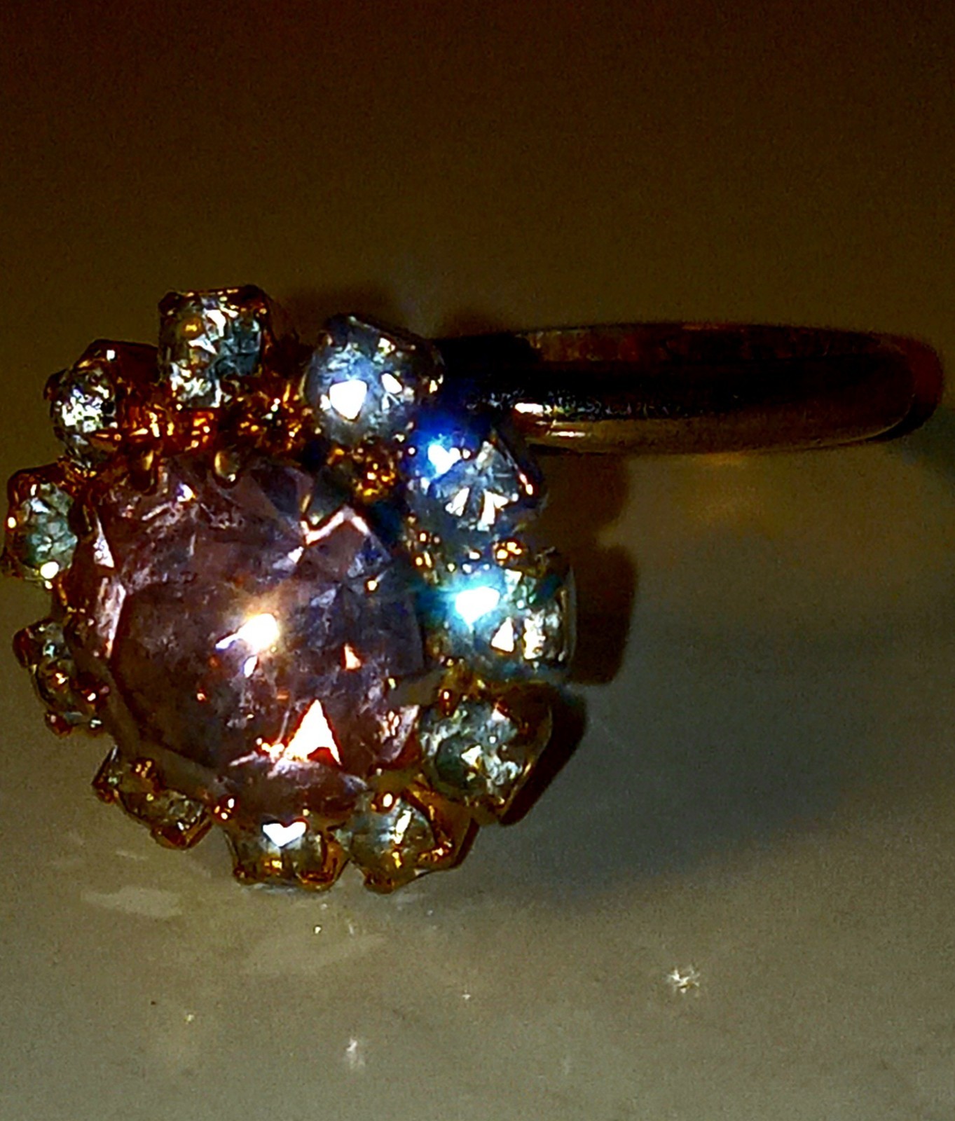 Cocktail Ring Rose Amethyst Sapphire Crystal Rhinestone Minimalist Adjusted Ring