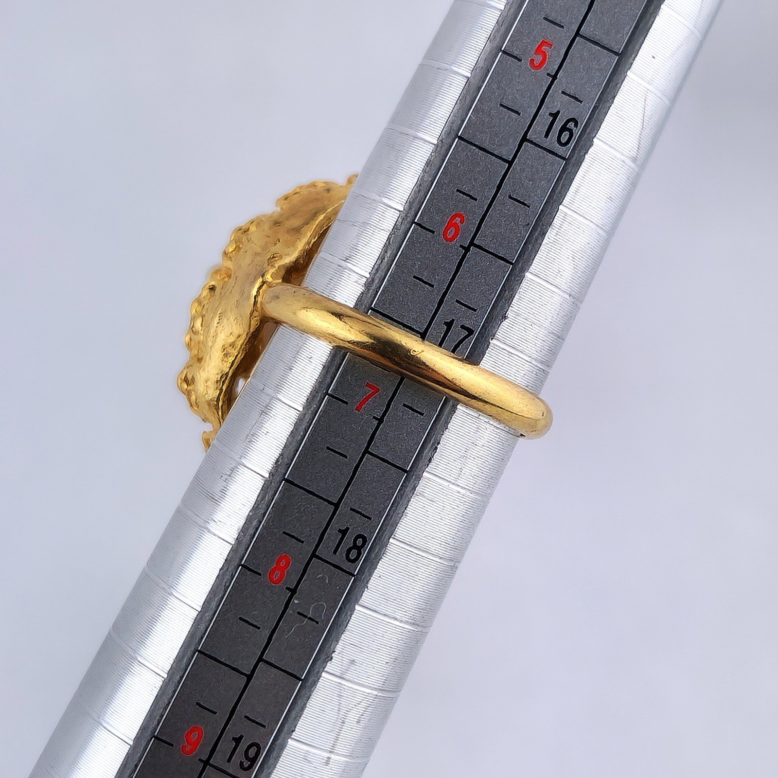Vintage Gold Tone White Cabochon Adjustable Statement Cocktail Ring