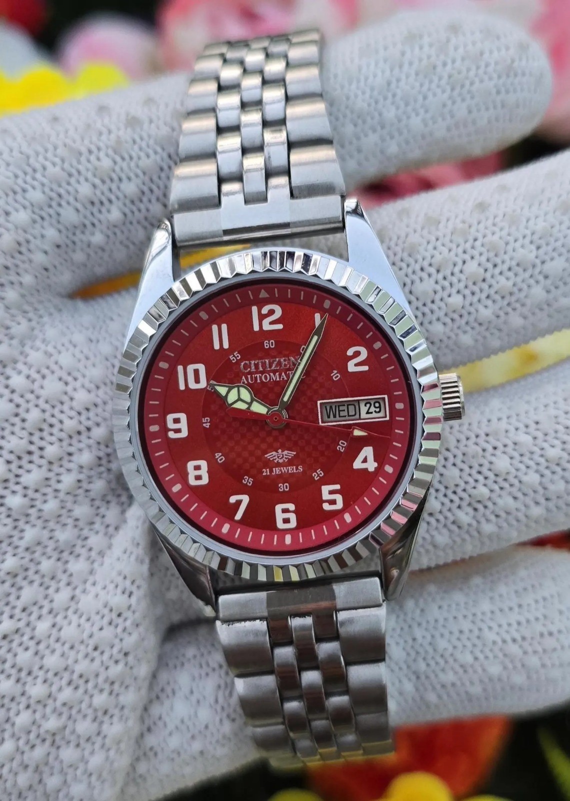 Vintage Citizen Automatic Men’s Steel Transparent Back daydate 21 Jewel Watch
